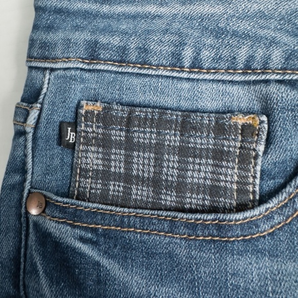 Judy Blue Plaid Cuff Slim Fit Jeans Womens 11/30 Mid Rise Medium Wash Distressed - Picture 11 of 14